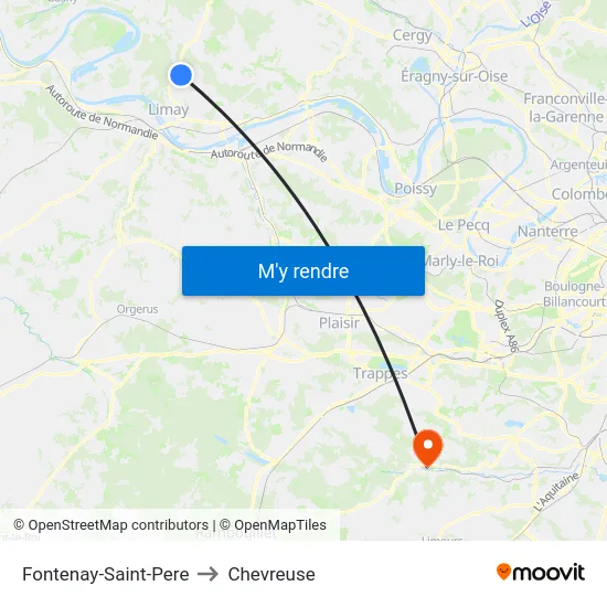 Fontenay-Saint-Pere to Chevreuse map