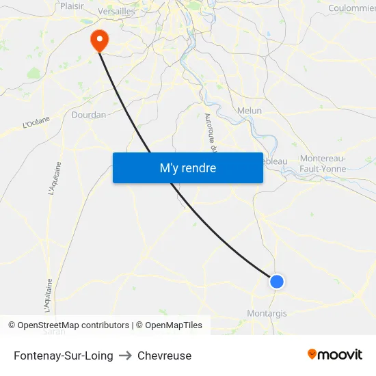 Fontenay-Sur-Loing to Chevreuse map