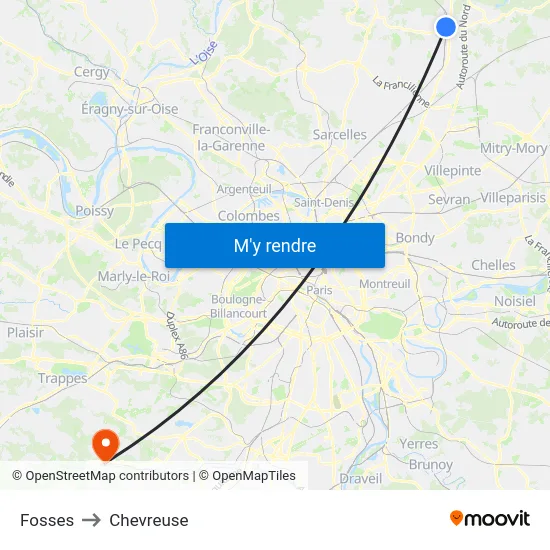 Fosses to Chevreuse map