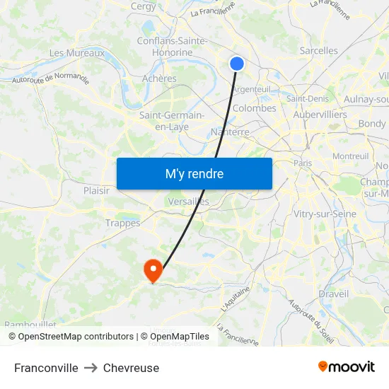 Franconville to Chevreuse map