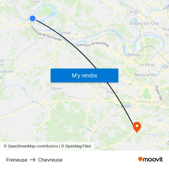 Freneuse to Chevreuse map
