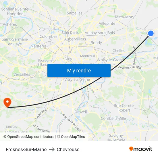Fresnes-Sur-Marne to Chevreuse map
