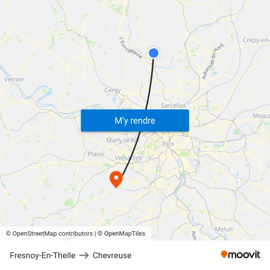 Fresnoy-En-Thelle to Chevreuse map
