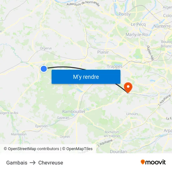 Gambais to Chevreuse map