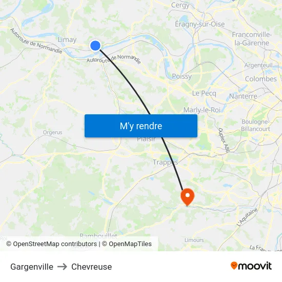 Gargenville to Chevreuse map