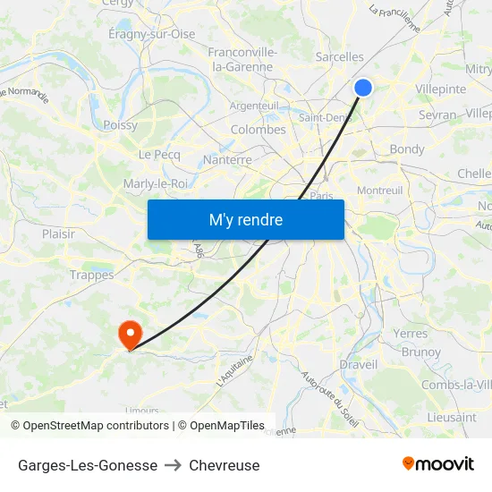 Garges-Les-Gonesse to Chevreuse map