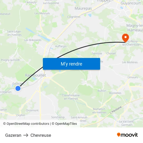 Gazeran to Chevreuse map