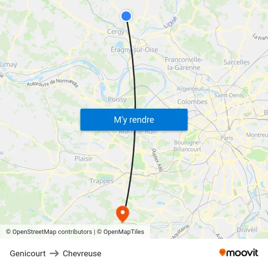 Genicourt to Chevreuse map