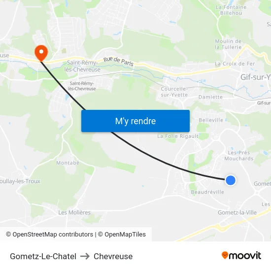 Gometz-Le-Chatel to Chevreuse map