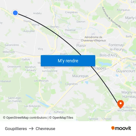 Goupillieres to Chevreuse map