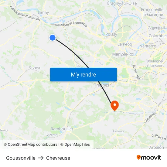 Goussonville to Chevreuse map