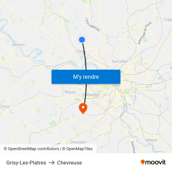 Grisy-Les-Platres to Chevreuse map