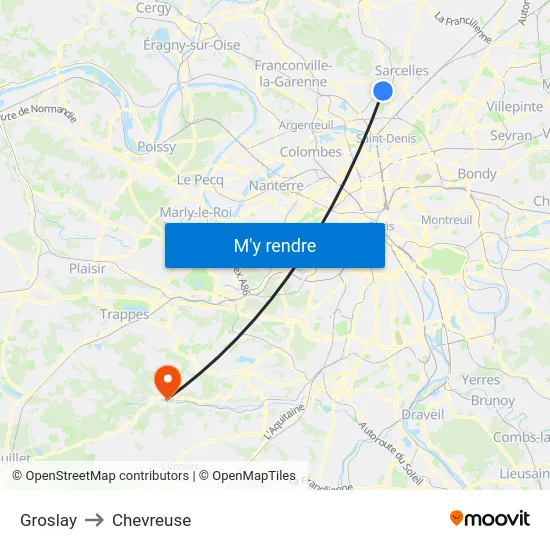 Groslay to Chevreuse map