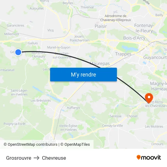 Grosrouvre to Chevreuse map
