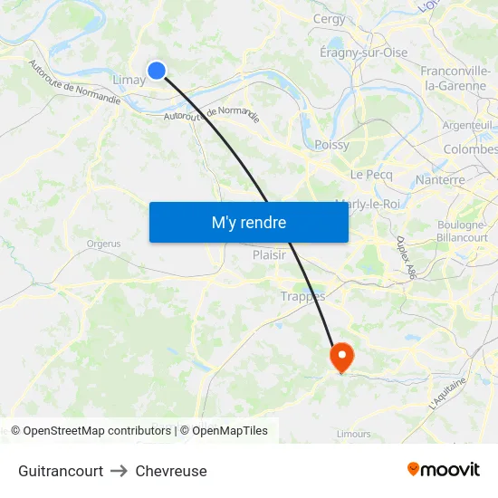 Guitrancourt to Chevreuse map