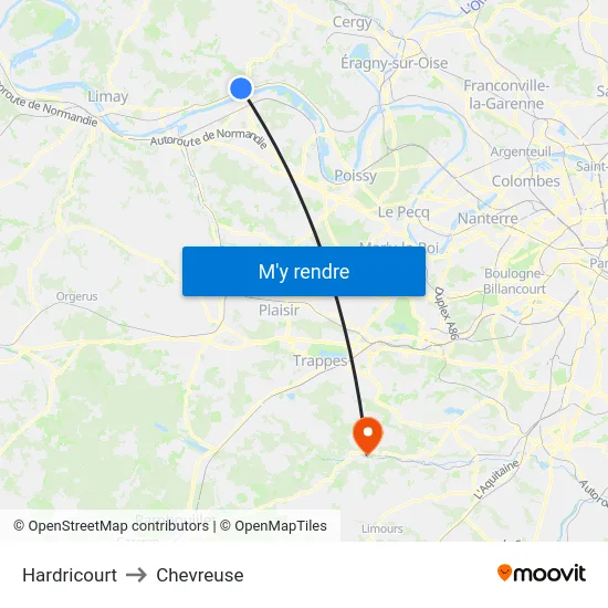 Hardricourt to Chevreuse map