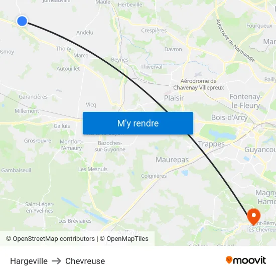 Hargeville to Chevreuse map