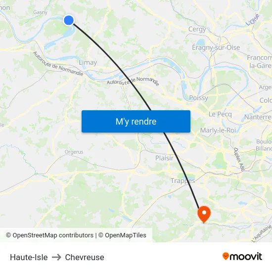 Haute-Isle to Chevreuse map