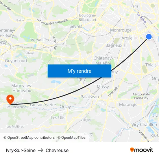Ivry-Sur-Seine to Chevreuse map