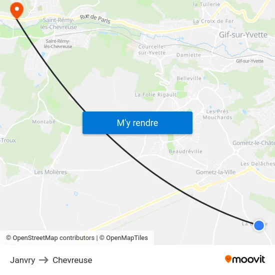Janvry to Chevreuse map