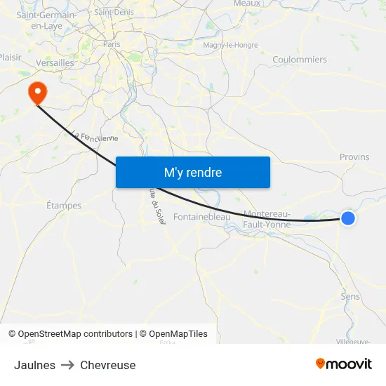 Jaulnes to Chevreuse map