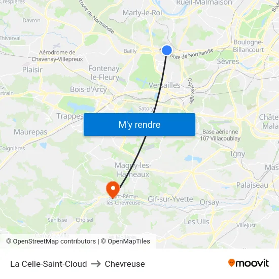 La Celle-Saint-Cloud to Chevreuse map