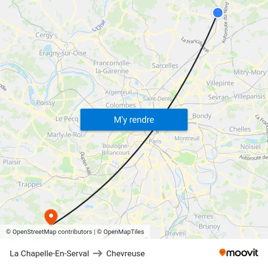 La Chapelle-En-Serval to Chevreuse map