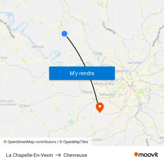 La Chapelle-En-Vexin to Chevreuse map