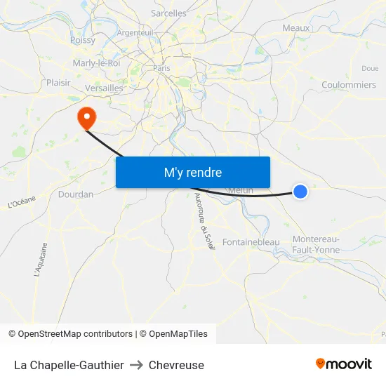 La Chapelle-Gauthier to Chevreuse map