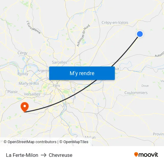 La Ferte-Milon to Chevreuse map