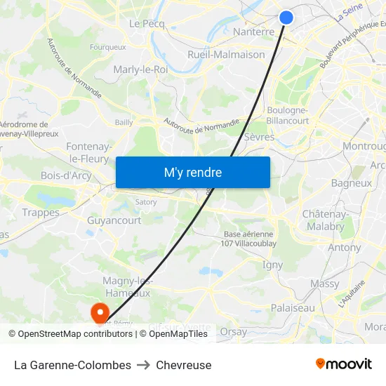 La Garenne-Colombes to Chevreuse map