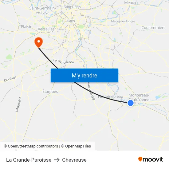 La Grande-Paroisse to Chevreuse map