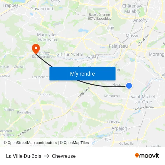 La Ville-Du-Bois to Chevreuse map