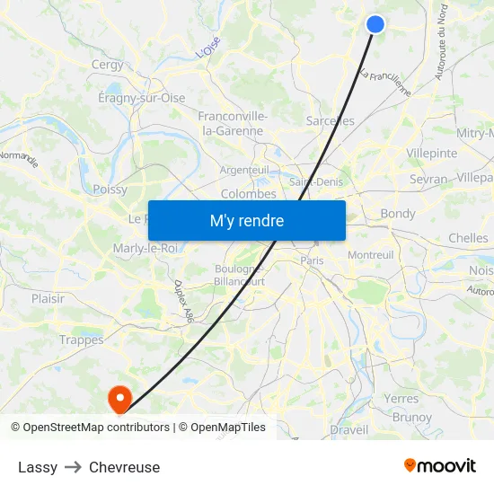 Lassy to Chevreuse map