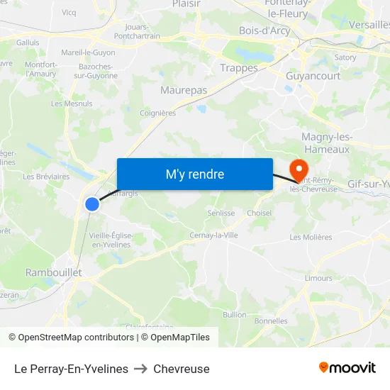 Le Perray-En-Yvelines to Chevreuse map
