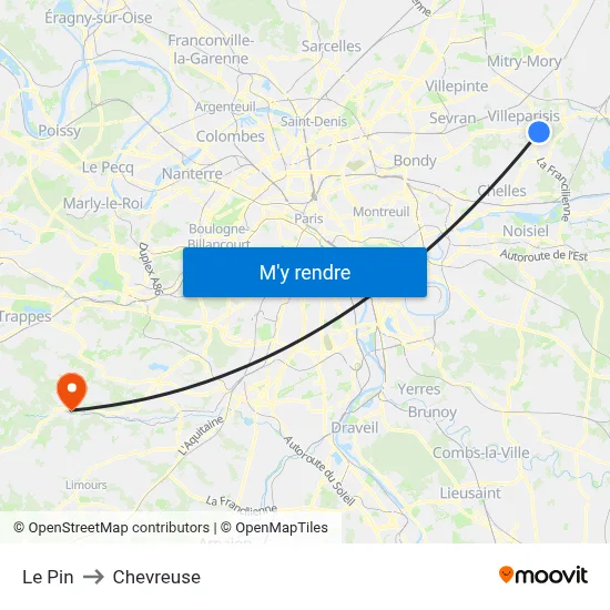 Le Pin to Chevreuse map