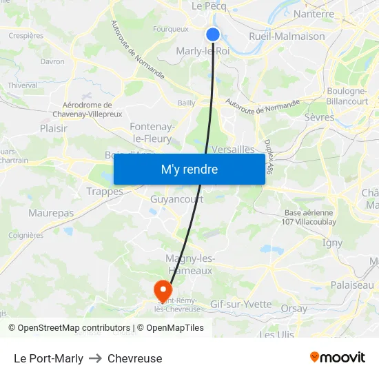 Le Port-Marly to Chevreuse map