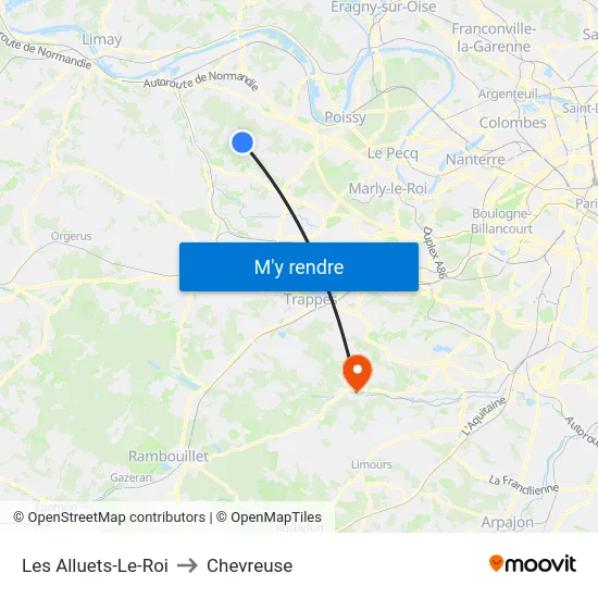 Les Alluets-Le-Roi to Chevreuse map