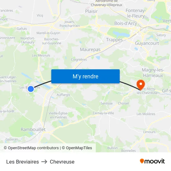 Les Breviaires to Chevreuse map