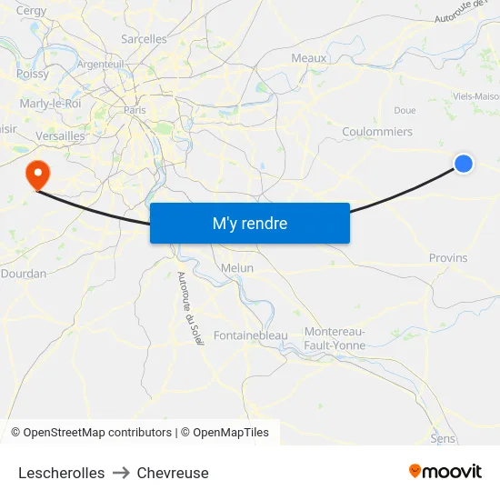 Lescherolles to Chevreuse map