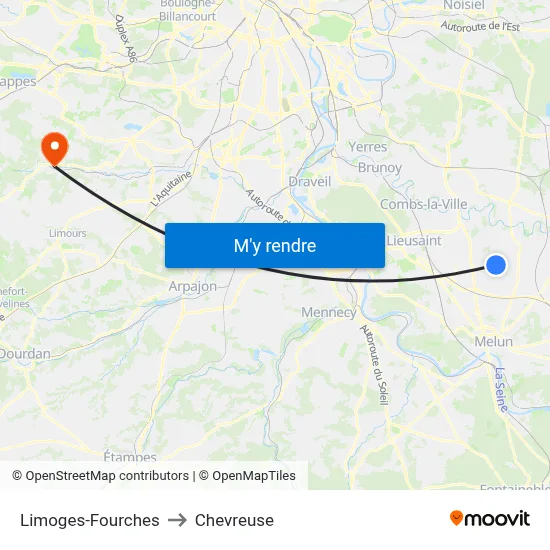 Limoges-Fourches to Chevreuse map