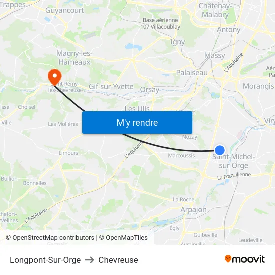 Longpont-Sur-Orge to Chevreuse map