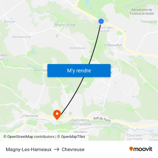 Magny-Les-Hameaux to Chevreuse map