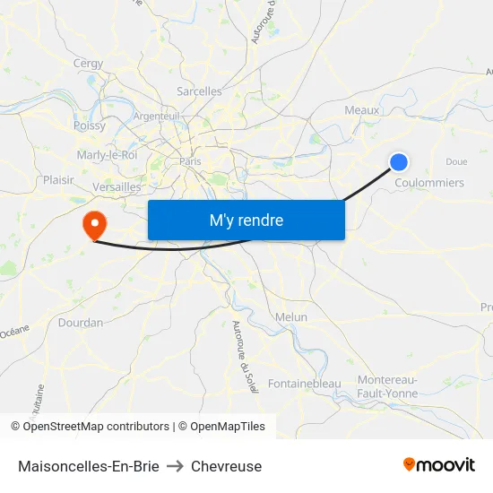 Maisoncelles-En-Brie to Chevreuse map