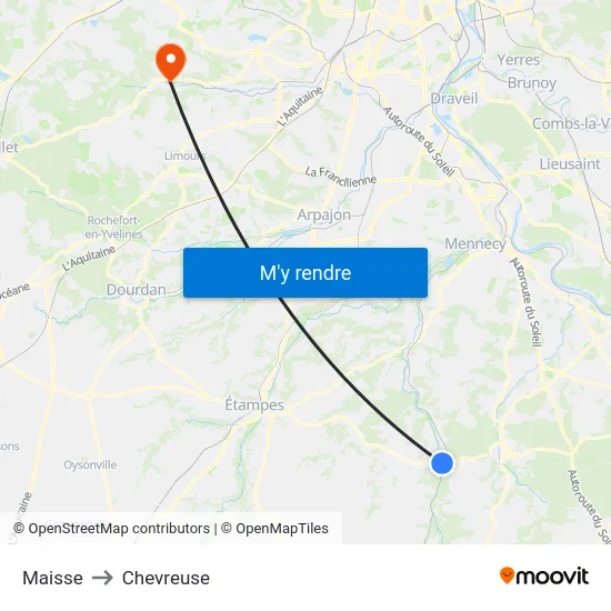 Maisse to Chevreuse map