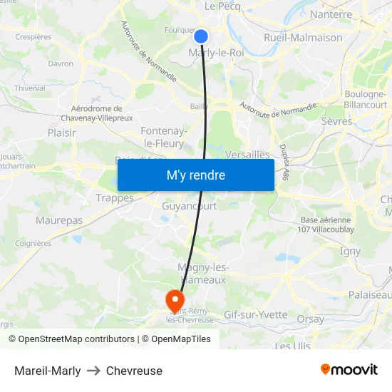 Mareil-Marly to Chevreuse map