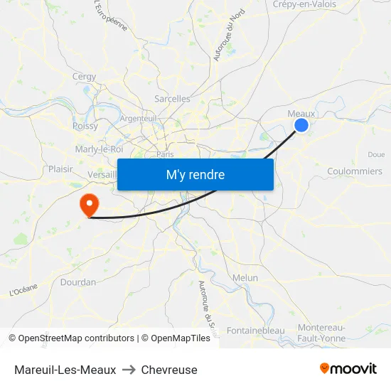 Mareuil-Les-Meaux to Chevreuse map