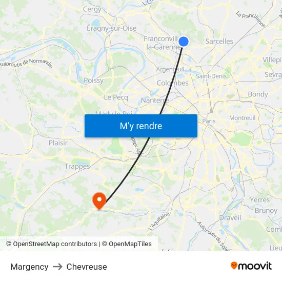 Margency to Chevreuse map