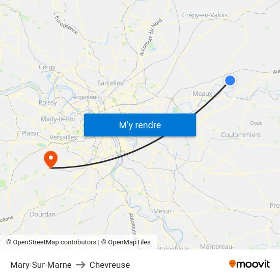 Mary-Sur-Marne to Chevreuse map