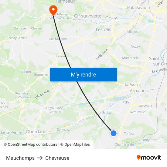 Mauchamps to Chevreuse map